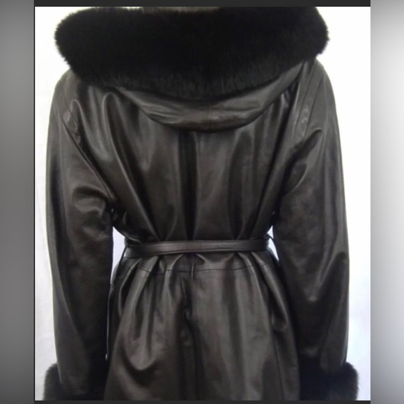 Yves Saint Laurent vintage womens Designer brown leather coat size 12 - Picture 2 of 12